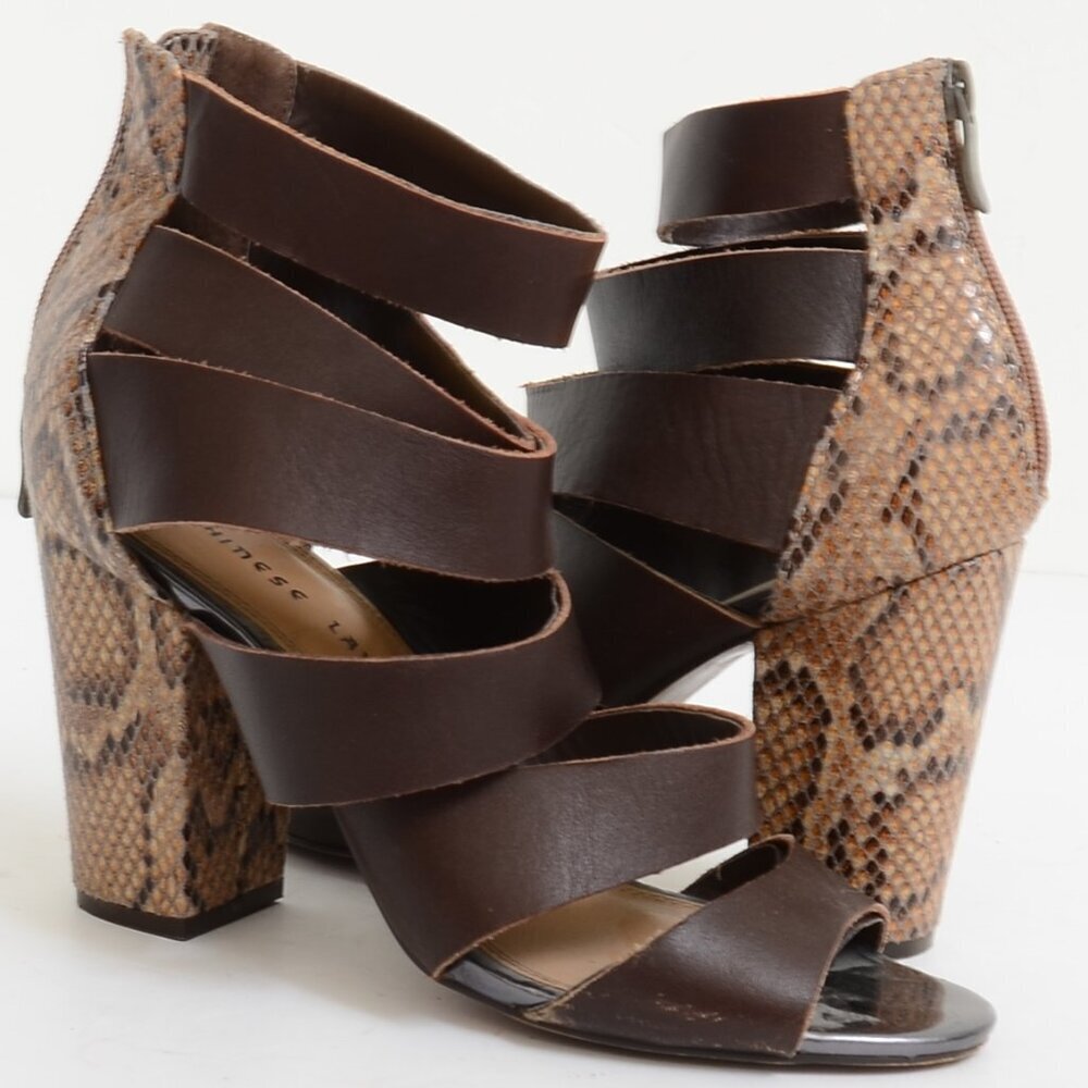 Chinese Laundry Bonafied Women's Size 8.5 Peep-Toe Strappy Sandal Snakeskin
